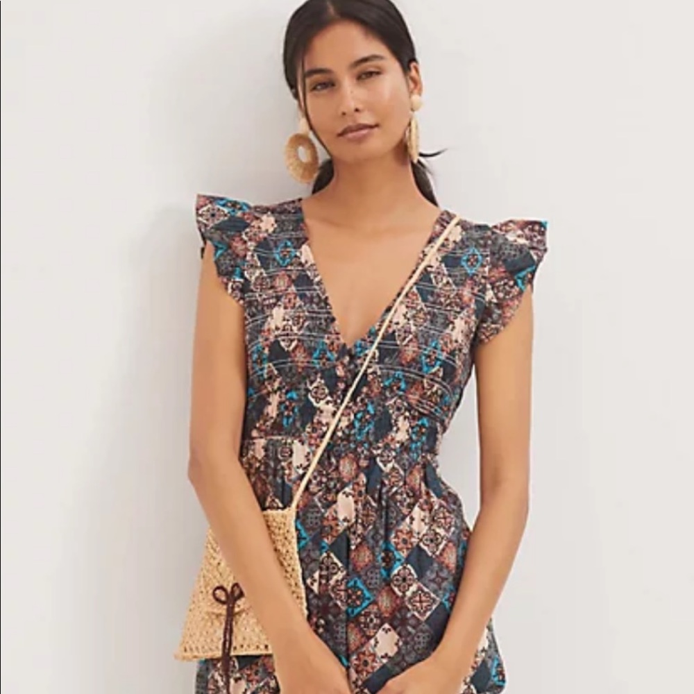NWT Anthropologie Smocked Ruffle MIDI Dress